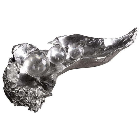 Bowery Hill Contemporary 3 Peas in A Pod Sculpture in Silver