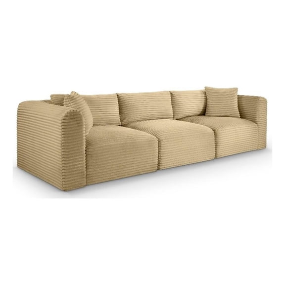 Bowery Hill Contemporary 3-Piece Camel Corduroy Performance Fabric Modular Sofa