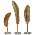 thumbnail image 1 of Bowery Hill Contemporary 3 Piece Feather Sculpture Set in Gold, 1 of 2