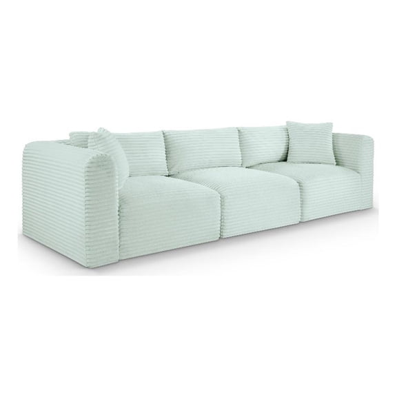 Bowery Hill Contemporary 3-Piece Mint Corduroy Performance Fabric Modular Sofa