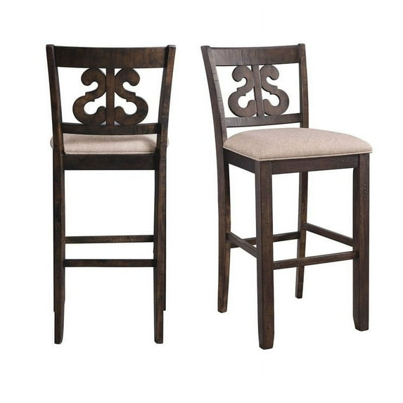 Bowery Hill Contemporary 30" Swirl Back Bar Stool (Set of 2)