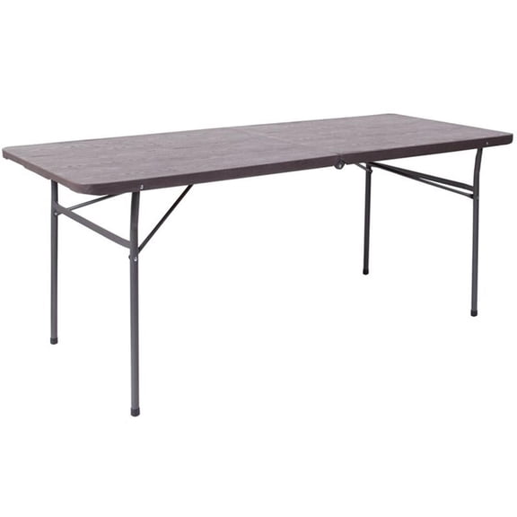 Bowery Hill Contemporary 30" x 72" Plastic Bi-Fold Table in Brown