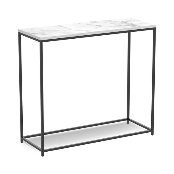 Bowery Hill Contemporary 31"L Marble Console Table with Black Metal Legs