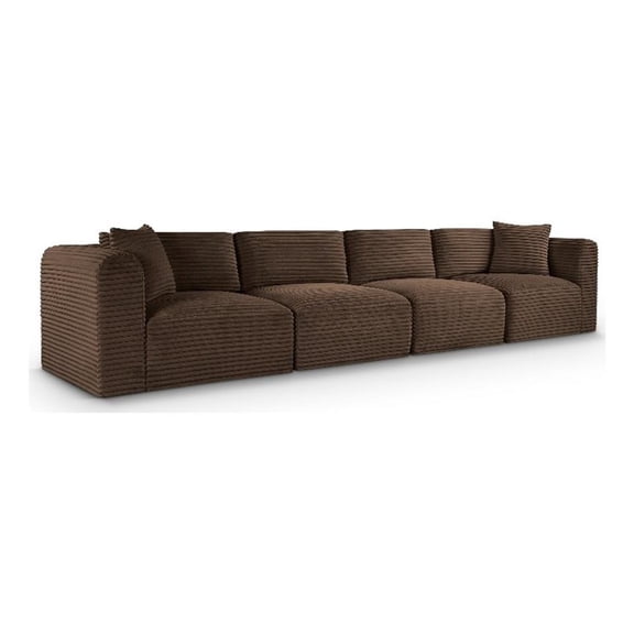 Bowery Hill Contemporary 4-Piece Brown Corduroy Performance Fabric Modular Sofa