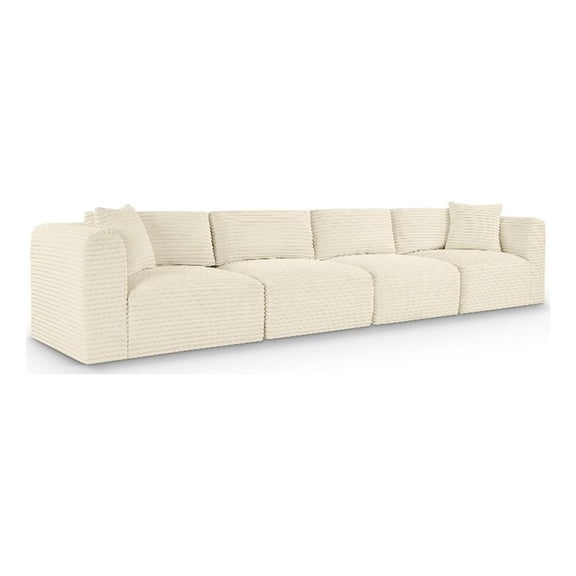 Bowery Hill Contemporary 4-Piece Cream Corduroy Performance Fabric Modular Sofa