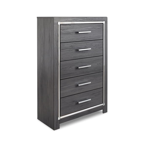 Bowery Hill Contemporary 5-Drawer Engineered Wood Chest in Gray