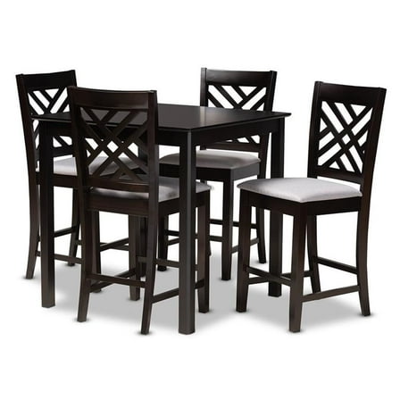 Bowery Hill Contemporary 5-Piece Wood Pub Set in Gray and Espresso