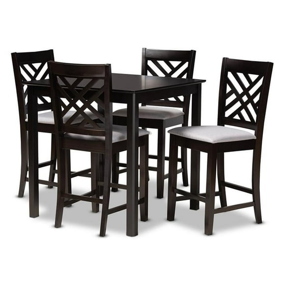 Bowery Hill Contemporary 5-Piece Wood Pub Set in Gray and Espresso