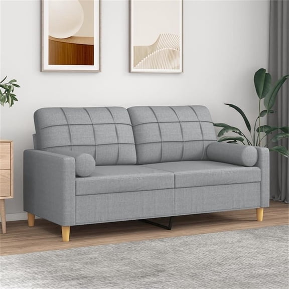 Bowery Hill Contemporary 55.1" 2-Seater Sofa in Light Grey Polyester