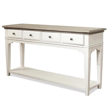 Bowery Hill Hardwood Solid Natural and Paperwhite Console Table Rectangular 58" Unassembled