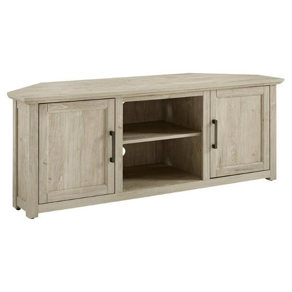 Bowery Hill Contemporary 58" Rustic Wood Corner TV Stand in Frosted Oak