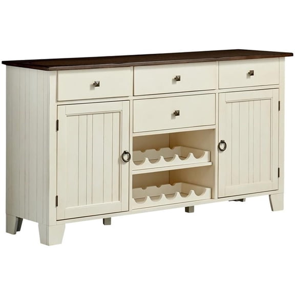 Bowery Hill Contemporary 66" Solid Wood Server in Chalk-Cocoa Bean