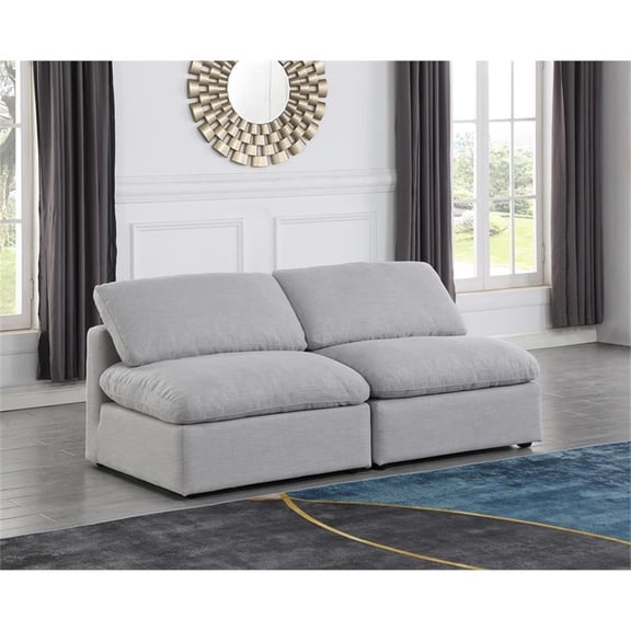 Bowery Hill Contemporary 70" Linen Fabric Modular Sofa in Gray