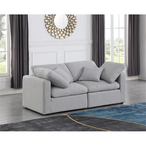 Bowery Hill Contemporary 70" Upholstered Linen Fabric Modular Sofa in Gray
