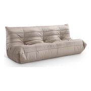 Bowery Hill Contemporary 77.75" Taupe Velvet Upholstered Sofa