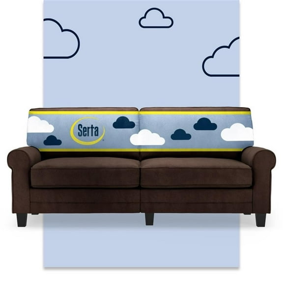 Bowery Hill Contemporary 78" Rolled Arm Sofa with Removable Covers in Brown