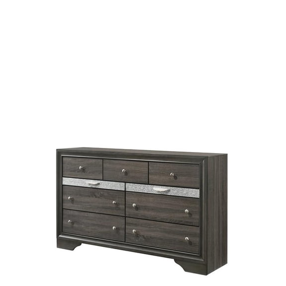 Bowery Hill Contemporary 9 Drawer Dresser in Gray