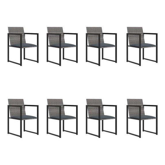 Bowery Hill Contemporary 9 Piece Garden Patio Dining Set in Gray
