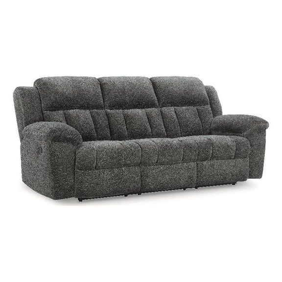 Bowery Hill Contemporary 91"W x 40"D x 42"H Polyester Gray Reclining Sofa