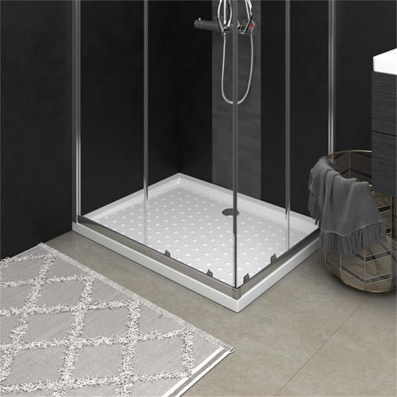 Bowery Hill Contemporary ABS Shower Base Tray with Dots in White