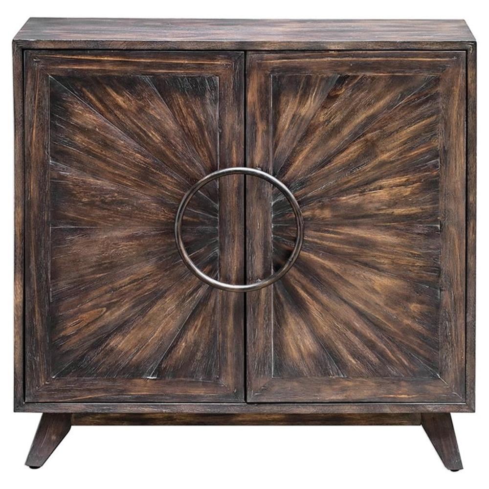 Bowery Hill Contemporary Accent Cabinet in Worn Black and Bronze