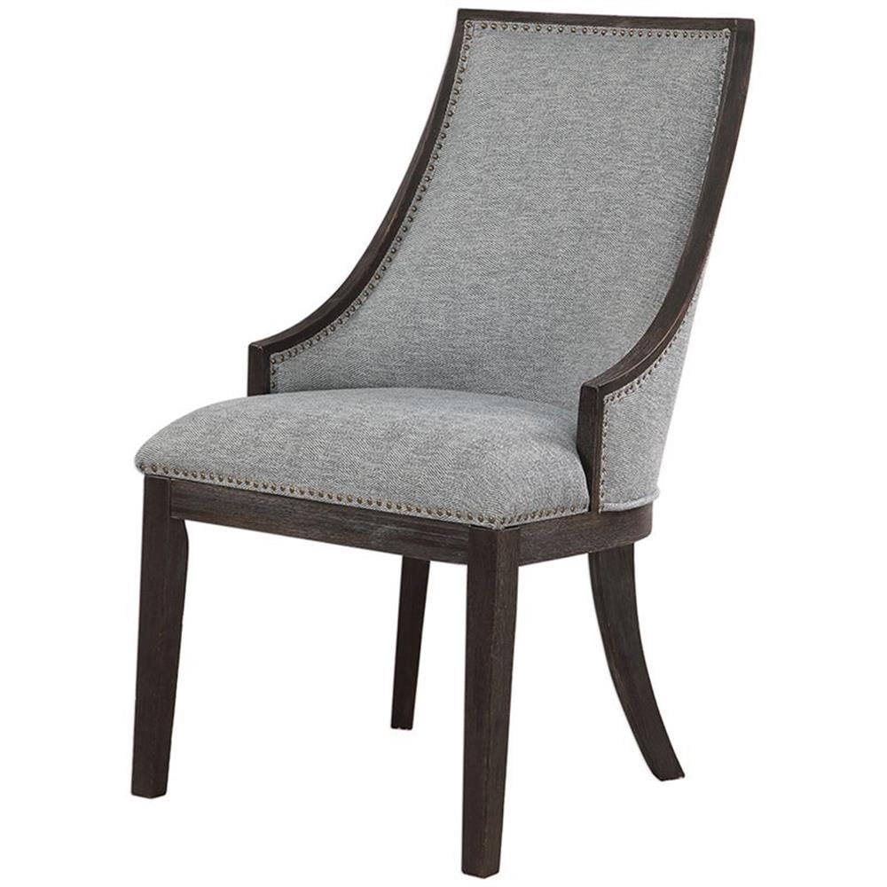 Bowery Hill Contemporary Accent Chair in Light Denim and Ebony