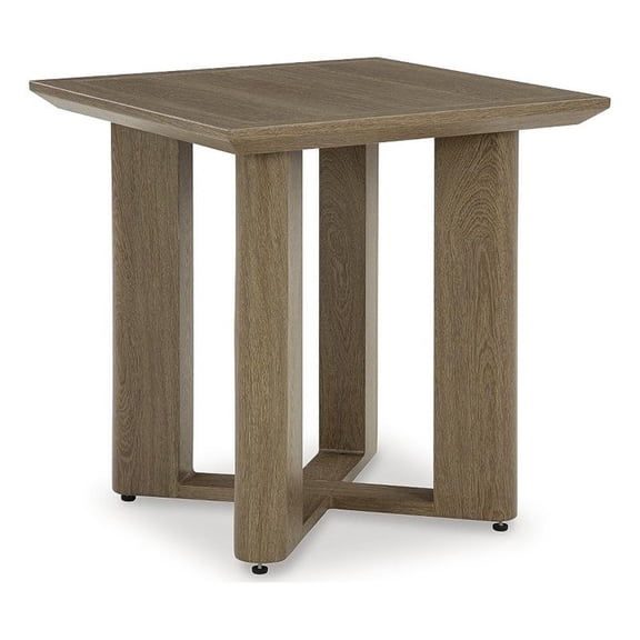 Bowery Hill Contemporary Aluminum Brown Finish Outdoor End Table