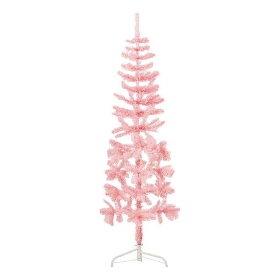 Bowery Hill Contemporary Artificial Half Christmas Tree Pink PVC Slim