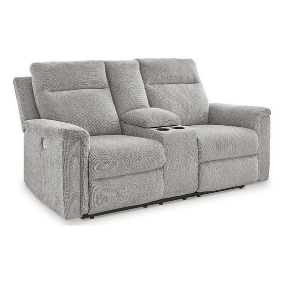 Bowery Hill Contemporary Ash Power Reclining Loveseat with Console