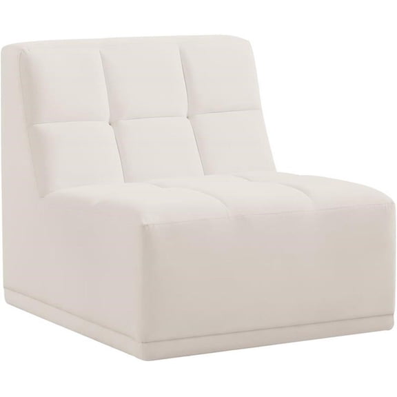Bowery Hill Contemporary Biscuit Tufted Soft Cream Velvet Armless Chair