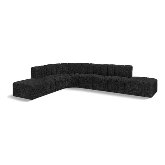 Bowery Hill Contemporary Black Boucle Fabric Modular Sectional