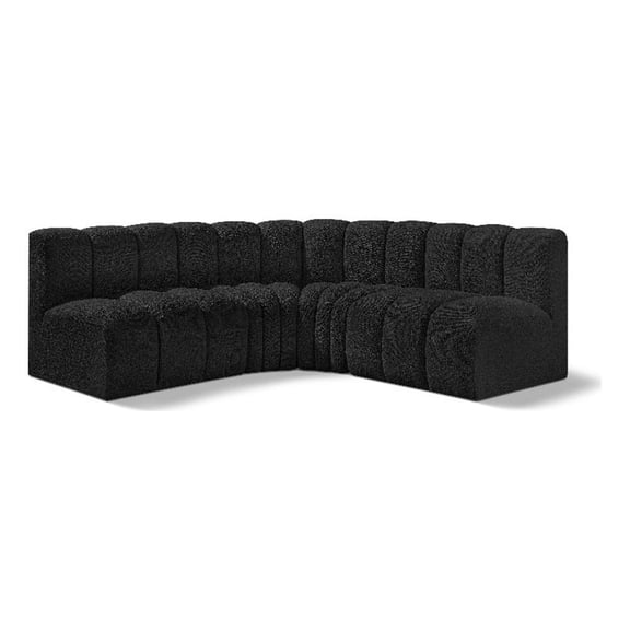 Bowery Hill Contemporary Black Boucle Fabric Modular Sectional