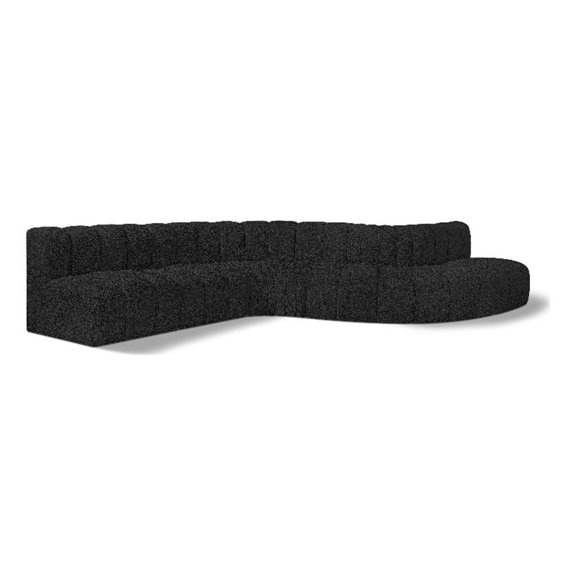 Bowery Hill Contemporary Black Boucle Fabric Modular Sectional