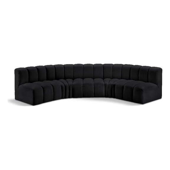 Bowery Hill Contemporary Black Vegan Leather Modular Sectional
