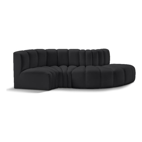 Bowery Hill Contemporary Black Vegan Leather Modular Sectional