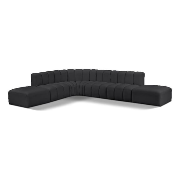 Bowery Hill Contemporary Black Vegan Leather Modular Sectional