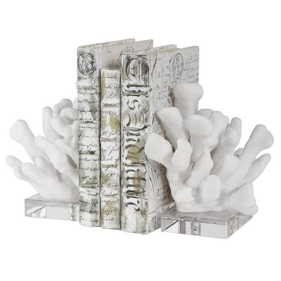Bowery Hill Contemporary Bookend in White (Set of 2)