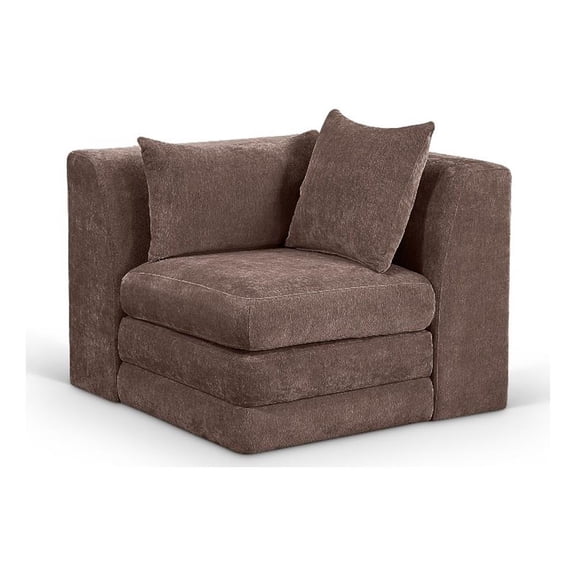 Bowery Hill Contemporary Brown Chenille Fabric Corner Modular Chair