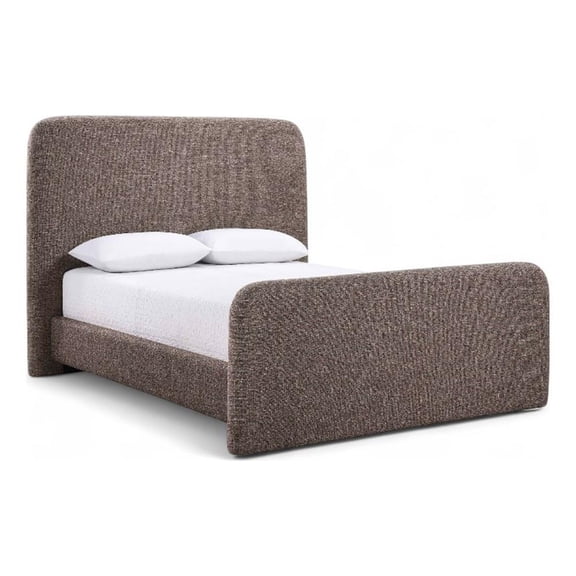 Bowery Hill Contemporary Brown Linen Textured Fabric King Bed