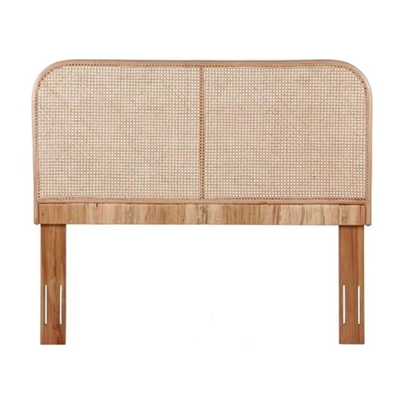 Bowery Hill Contemporary Cane and Teak Rattan Headboard in Natural