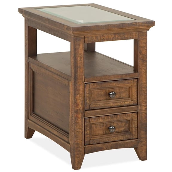 Bowery Hill Contemporary Chairside Wood End Table in Brown