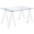 thumbnail image 1 of Bowery Hill Contemporary Clear Glass Top Acrylic Sawhorse Writing Desk, 1 of 6