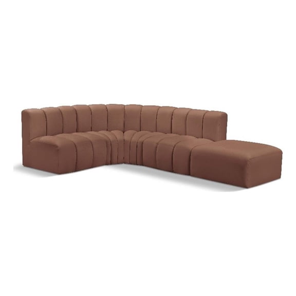 Bowery Hill Contemporary Cognac Vegan Leather Modular Sectional