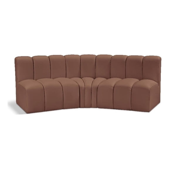 Bowery Hill Contemporary Cognac Vegan Leather Modular Sectional
