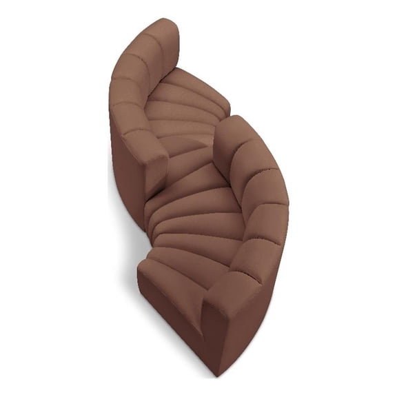 Bowery Hill Contemporary Cognac Vegan Leather Modular Sectional