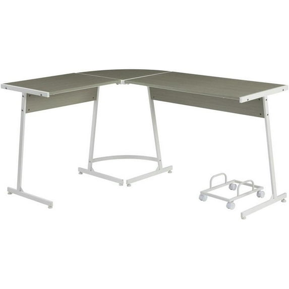 Bowery Hill Contemporary Computer Desk in Gray and White Finish