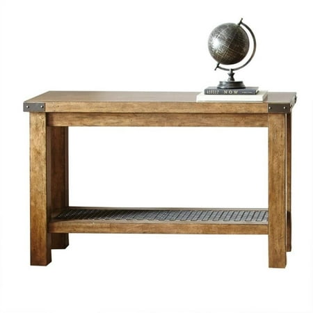 Bowery Hill Wood Veneer Distressed Oak Console Table Rectangular Industrial 30" x 18" x 48" Unassembled