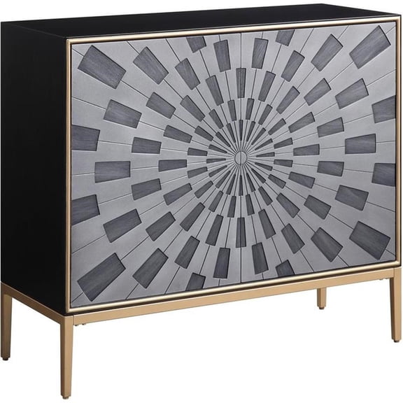 Bowery Hill Contemporary Console Table in Gray & Brass Finish