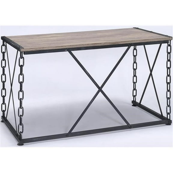 Bowery Hill Contemporary Console Table in Rustic Oak & Black Finish