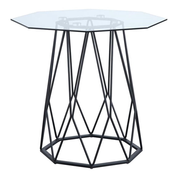 Bowery Hill Contemporary Contemporary Glass Top End Table in Black